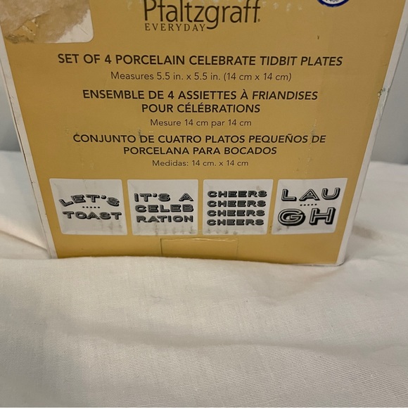 NIB Pfaltzgraff Set of 4 Porcelain Celebrate Tidbit Plates Square 5.5” x 5.5” - Picture 9 of 9